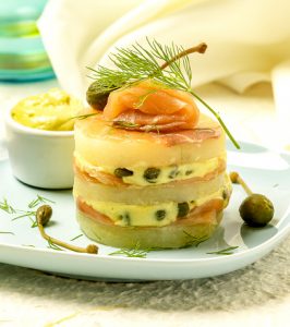 Torentje van aardappel en zalm